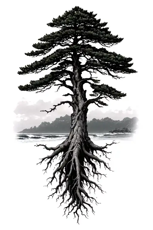 Pebble Beach Cypress Tree With Family Names In The Roots Reaching Deep