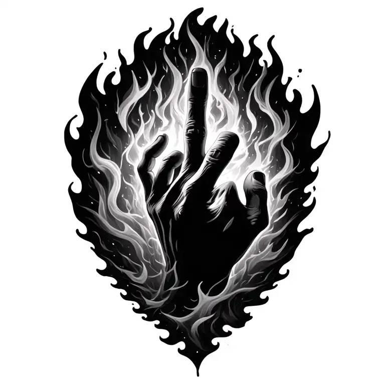 Thumb Print Surrounded By Fire And Air