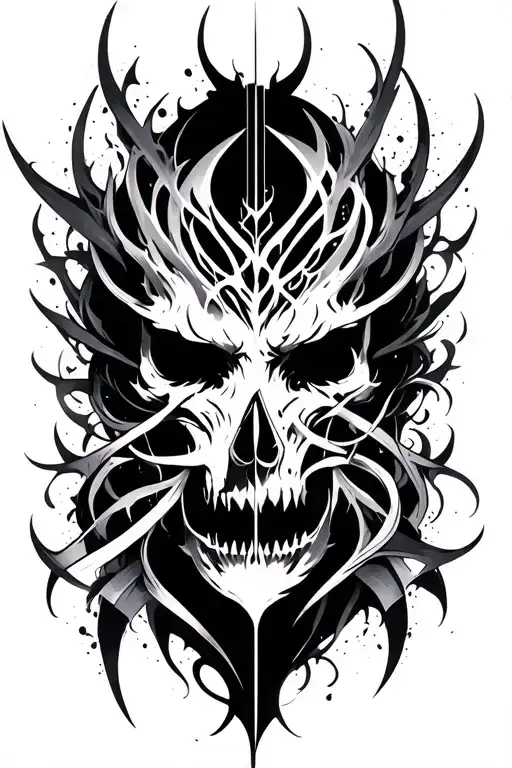 Neo Tribal Cybergilism Enemy Within One's Self With Scriptures Calligraphy