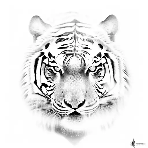 A Mystical Temple Guardian Tiger With Intricate Japanese Patterns