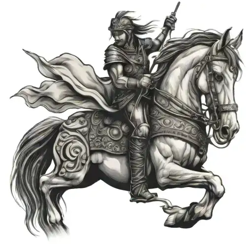 Warrior On A Rearing Horse