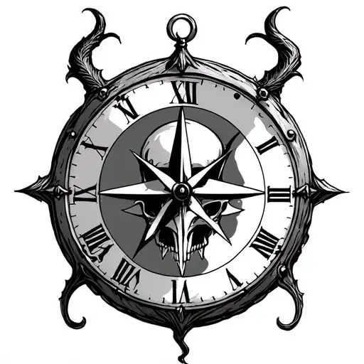 Hourglass Clock Skull Compass Devil 13