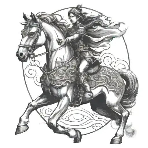 Warrior Woman On A Rearing Horse