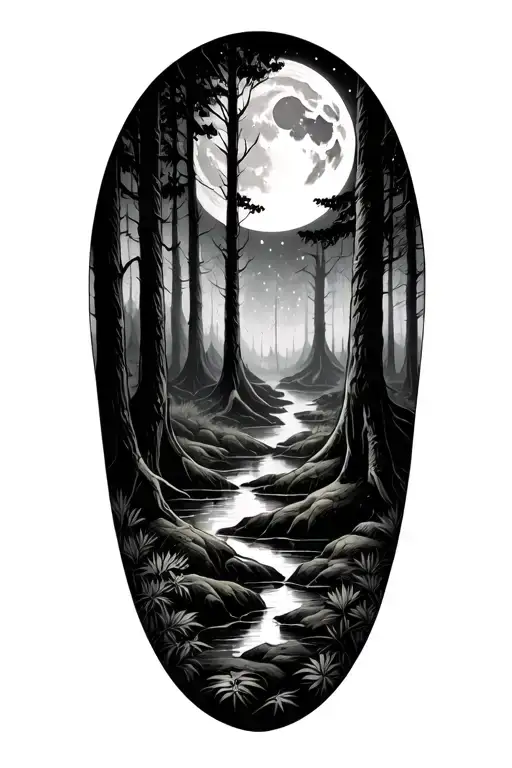 Forest With A Moon And Yagasdril Symol