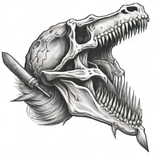 Dinosaur Skull With Paint Brushes