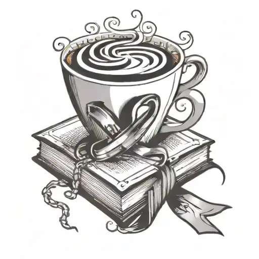 A Coffee Cup Morphing Into A Book With A Cancer Ribbon Intertwined Around Them