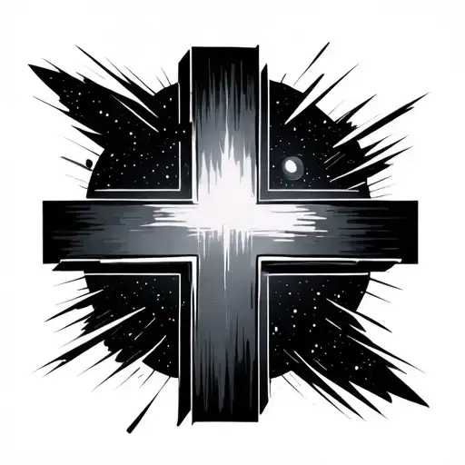 Sleek Cross Floating In Space