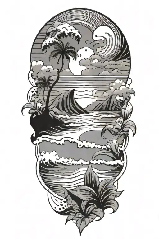 An Abstract Representation Of The Beach And Art Intertwined