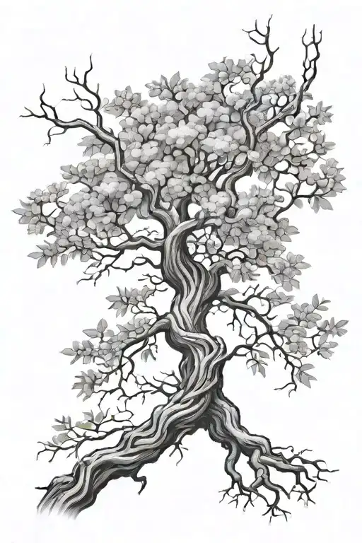 Intertwined Tree Branches Stretching Towards Greek Half Sleeve