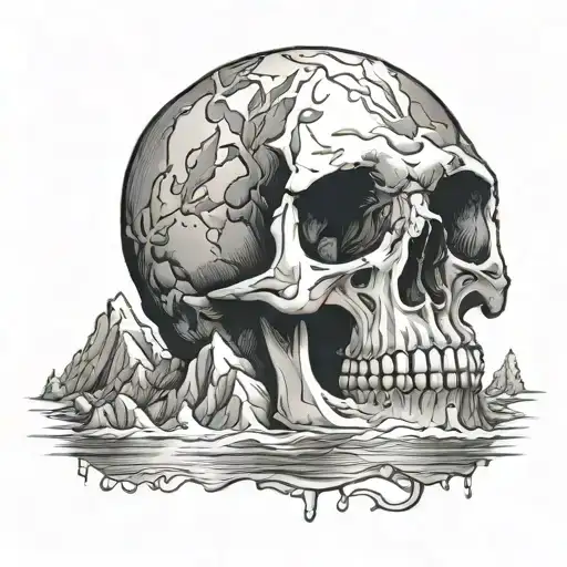 Skull And Mountain With Water