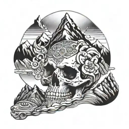 Mountain In Skull With Mandala