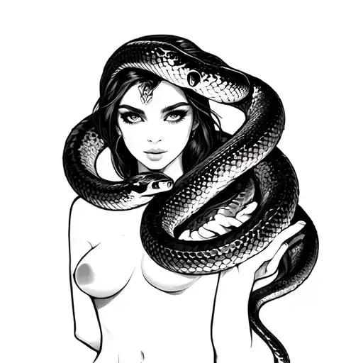 Woman Holding Snake Wrapping