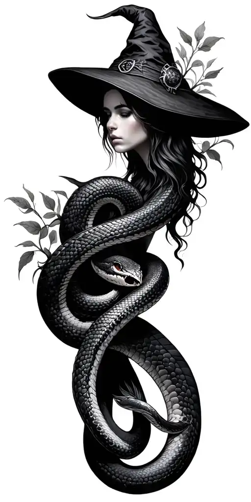 Witch Nature With Snake Wrapped