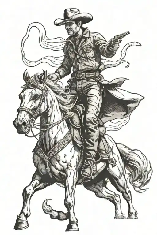 Inverted Shading Cowboy Riding A Horse