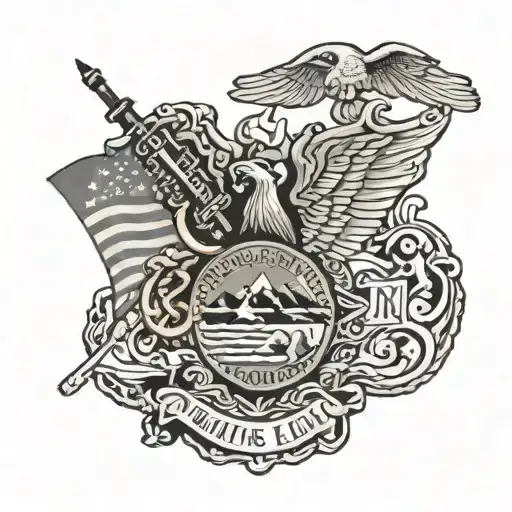 Combines Elements From The New Mexico State Flag And The United States Marine Corps Emblem