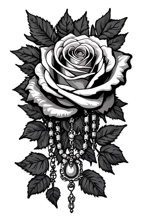 Rose And Rosary Necklace