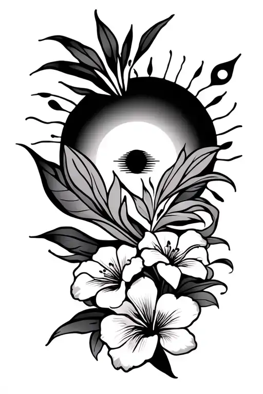 Filipino Tribal Tattoo Featuring Sampaguita Flowers And Filipino Sun