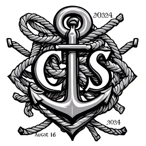 Initals Cls With An Anchor And Rope And The Date August 16 2024