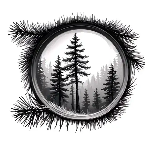 Pine Trees Background Looking Through Lens