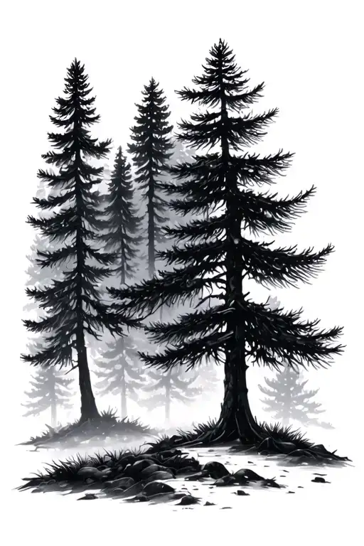 Pine Trees Background Looking
