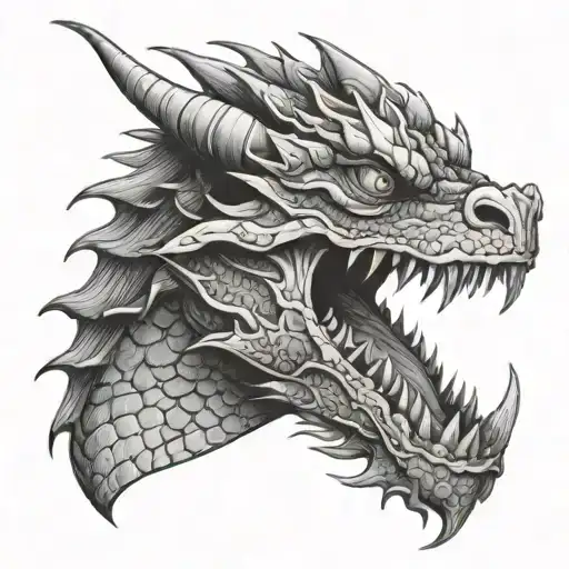 Dragon Head Tattoo Holding