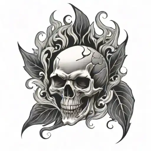 Skull And Flames Leg