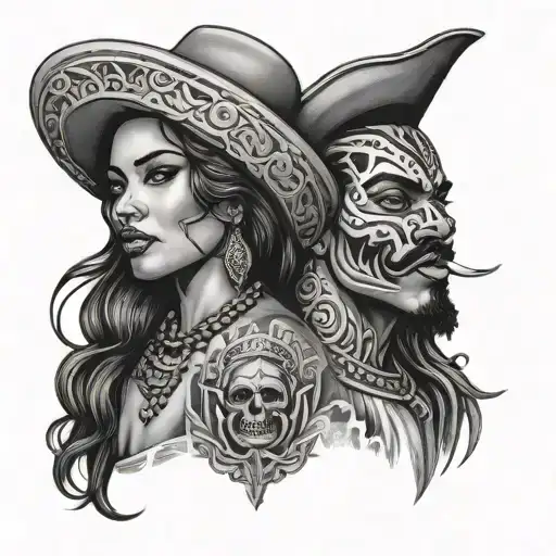 Smile Now Cry Later Style Tattoo Of A Mexican Mixed With Black Masculine Woman