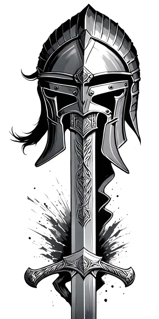 Sparta Helmet And A Sword