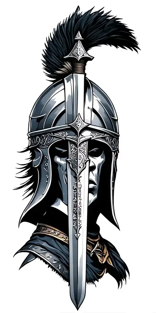 Sparta Warrior Helmet And A Sword