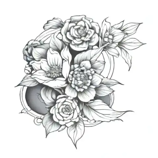 Flower Circle On One Side