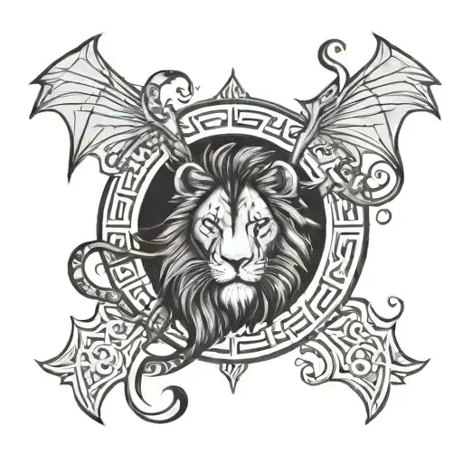Lion And Bat Yin Symbol