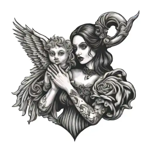 Gothic Woman Holding Heart