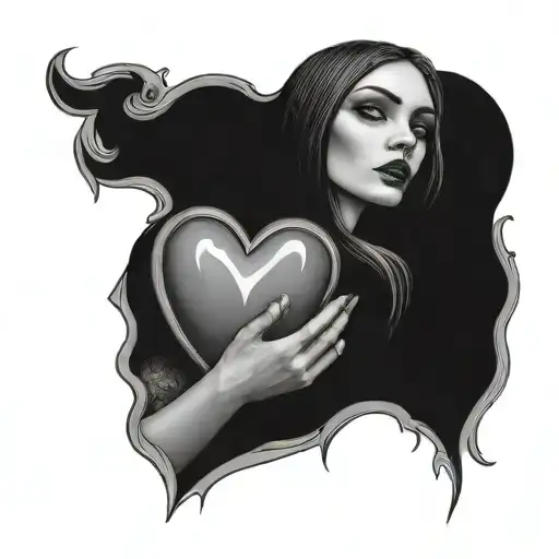Gothic Woman Holding Heart