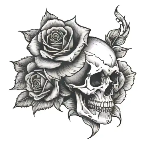 Half Skull And Half Rose Tatto Design
