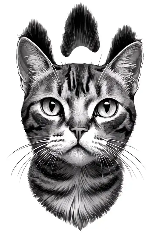 Cat Paw Print With Cat Nose And Eyes Looking