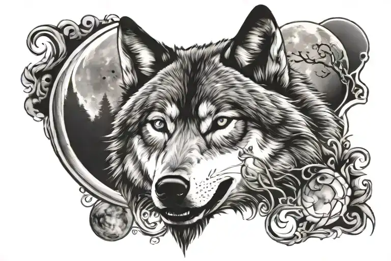 Wolf An Moon