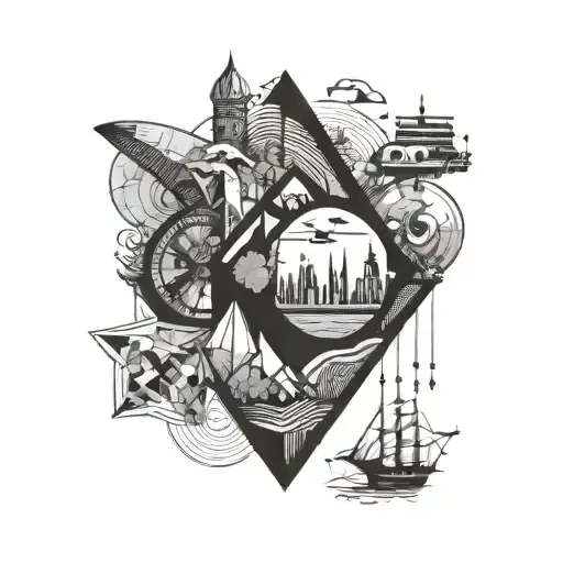 Travel And Geometric Shapes Arranged Style