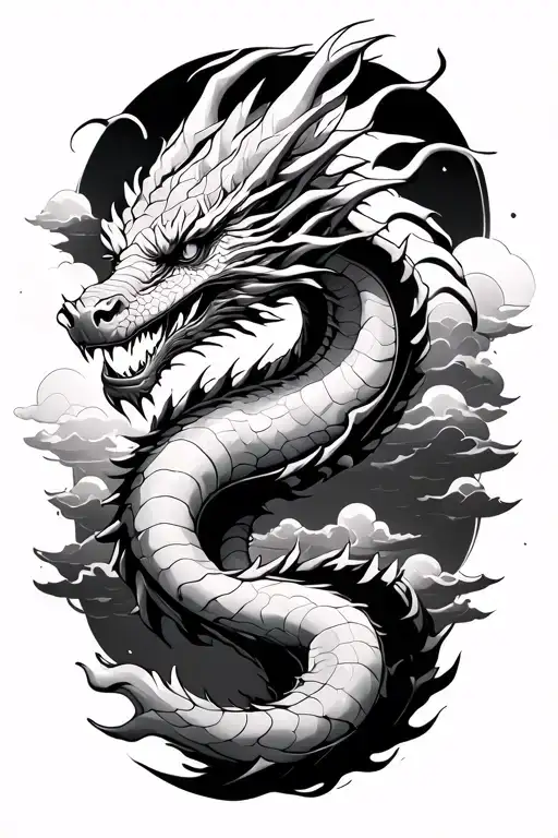 Dragon And Clouds Surrounding