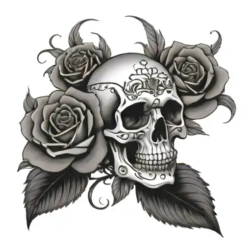 Roses With Skull