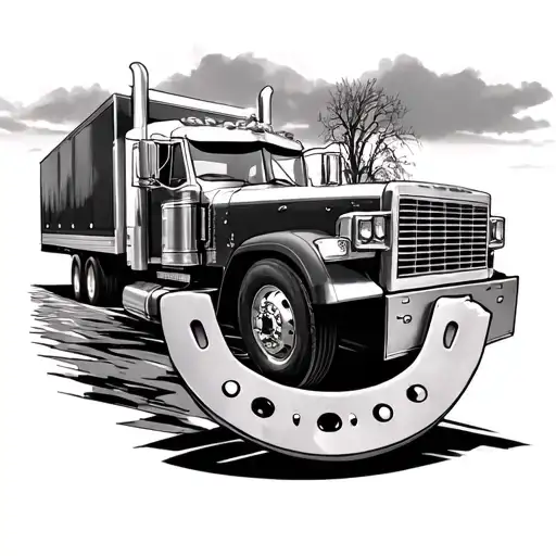 Semi Truck And A Horse Shoe