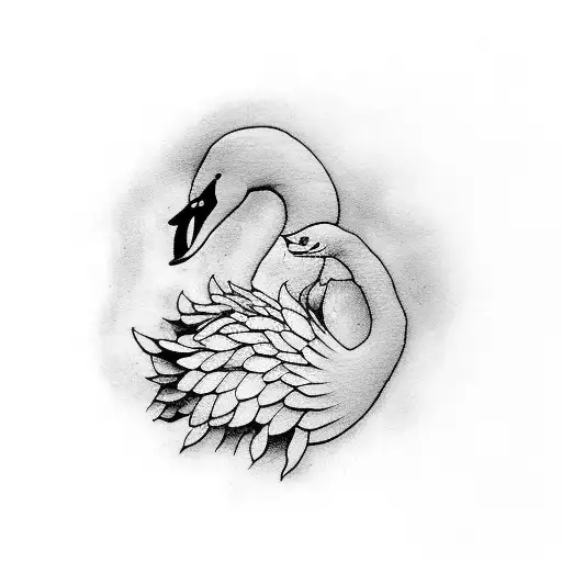 Silhouette Of A Swan In Elements Of Ukrainian Ornament For The Background