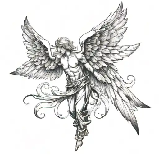 Seraphim Angel Men Back Tattoo Design