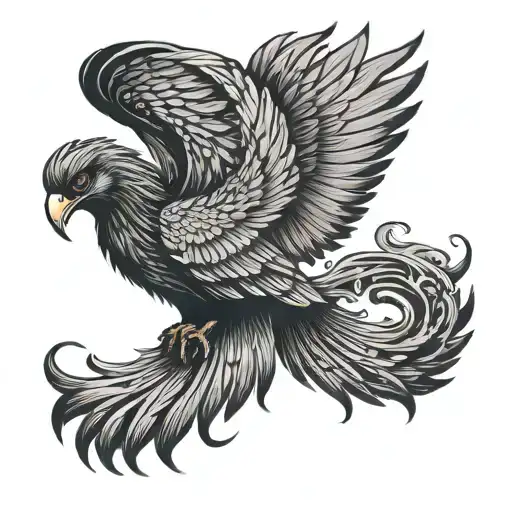 Black Phoenix Wings Spread In A V Shape