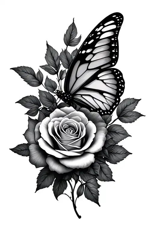 Butterfly Roses Intertwined