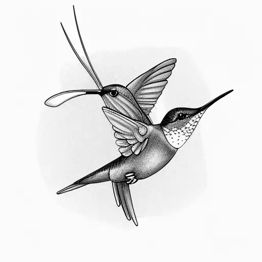 Hummingbird Holding Single Flower