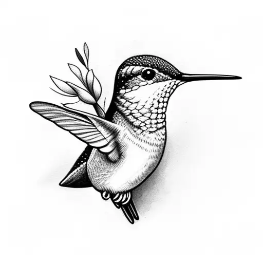 Hummingbird Holding Flower