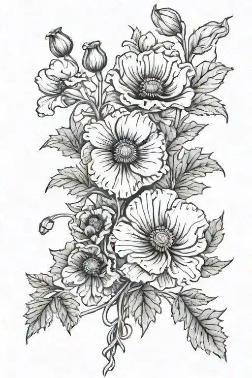 Poppy's And Marigolds On A Vine Wrapping