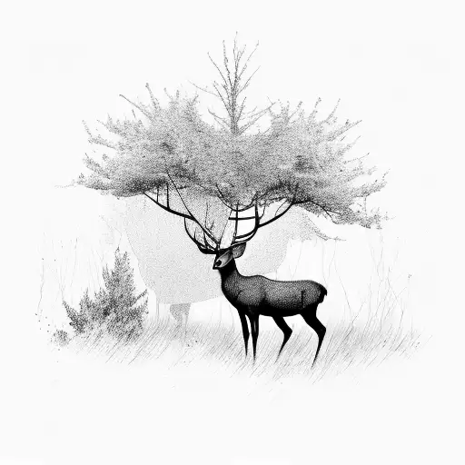 Landscape Deer Silhouette