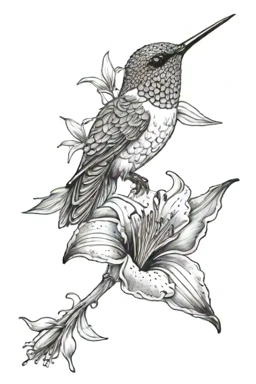 Hummingbird And Lillie Flower