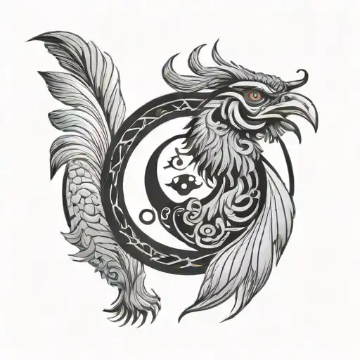 Chinese Zodiac Black Rooster White Rabbit Yin Yang Symbol
